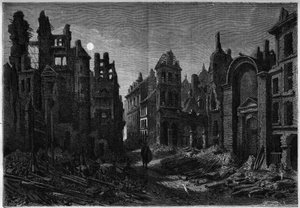 Vue nocturne des ruines du Quartier Latin à Paris