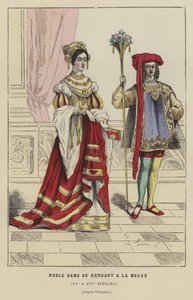 Noble allant à la messe, 15ème ou 16ème siècle - French School
