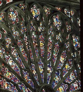 Rosace nord représentant des saints, rois, apôtres et le chœur angélique, milieu du XIIIe siècle (détail)
