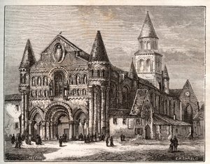 Notre-Dame de Poitiers - gravure dans « La France illustrée : géographie, histoire, administration statistique » par V.A. Malt-Brown. 1884 - French School