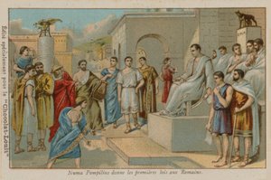 Numa Pompilius, deuxième roi de Rome, promulguant les premières lois romaines