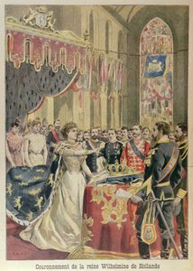 Serment de la Constitution de la reine Wilhelmine (1880-1962) à la Nieuwe Kerk (Nouvelle Église) Amsterdam, 31 août 1898, illustration de Le Petit Journal, septembre 1898 - French School