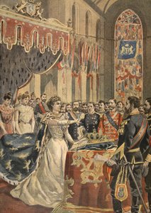 Serment de la Constitution de la reine Wilhelmine, illustration du Petit Journal : Supplément illustré, 1898 - French School