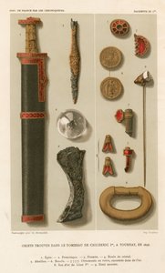 Objets trouvés dans la tombe de Childéric Ier à Tournai - French School