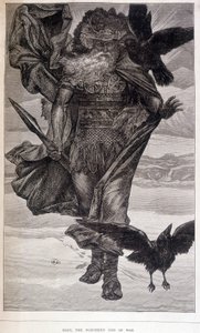 Odin, dieu germanique de la guerre et de la poésie - gravure - French School