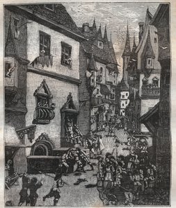 Le 20 mai 1636, huit faux-monnayeurs furent arrêtés rue Champfleuri par deux commissaires de police accompagnés d