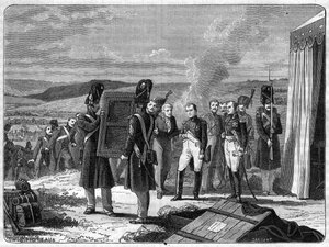 À la veille de la bataille de Borodino, 7 septembre 1812 : Napoléon devant le portrait du roi de Rome - Le portrait du roi de Rome Napoléon II apporte à Napoléon I la veille de la bataille de la Moskova (bataille de Borodino) - French School