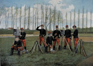 Séance de télégraphe optique - dans « Album militaire » - service domestique : cavalerie - French School