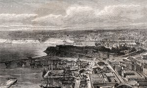 Oran - Algérie - gravure dans «La France illustrée: géographie, histoire, administration statistique» par V.A. Malt-Brown. 1884 - French School