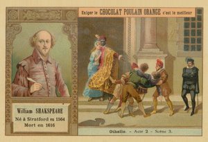Othello, carte de commerce Chocolat Poulain Orange