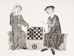 Othon IV, Marquis de Brandebourg, jouant aux échecs avec sa femme Hedwige de Habsbourg, de 