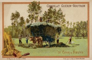 Chariot à bœufs - French School