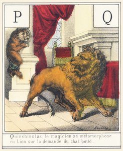 P Q : Quinchinolas, le magicien se métamorphose en Lion à la demande du chat botté - French School