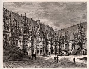 Palais de justice de Rouen ancien parlement de Normandie - gravure dans «France illustrée: géographie, histoire, administration statistique» par V.A. Malt-Brown. 1884