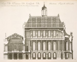 Palais du Louvre : la chapelle royale, section, vers 1720