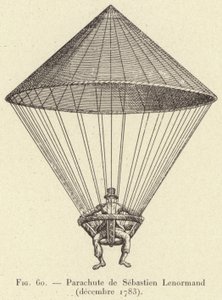 Parachute de Sébastien Lenormand (décembre 1783) (gravure) - French School