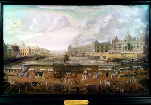 Paris, Vue du Pont-Neuf, du Palais du Louvre et du Collège des Quatre Nations vers 1680 - French School