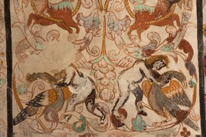 Église paroissiale (Església de la Mare de Déu de Solers). Intérieur. Les nefs. Peintures murales (détail). XVIe siècle (?)