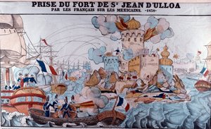 Guerre des Pâtisseries : invasion du Mexique par les forces françaises le 27 novembre 1838, bataille de Veracruz (impression d