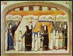 Patients et religieuses à l