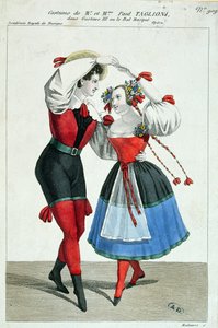 Paul Taglioni (1808-84) et sa femme Anna Galster dansant dans Gustave III, vers 1830