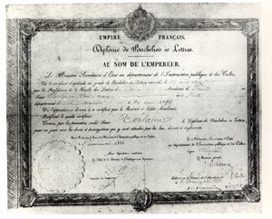 Baccalauréat de Paul Verlaine, 1862 (plume et encre sur papier)