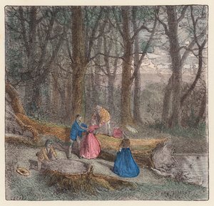 Personnes grimpant sur un arbre abattu