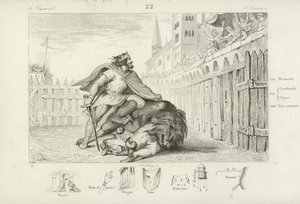 Pépin le Bref tue un lion et un taureau