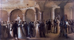 Péristyle au Théâtre-Français à Paris, vers 1822 - French School