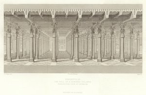 Persépolis, la salle des Cent Colonnes, vue en perspective de l