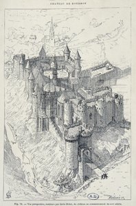 Vue perspective restaurée par Gelis Didot, du Château de Bourbon - L