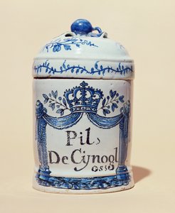 Pot pharmaceutique pour tablettes de cynoglosse, vers 1700 - French School