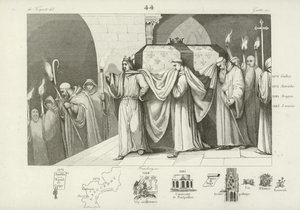 Philippe III de France aidant à porter le cercueil de son père, Louis IX - French School