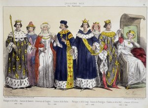 Philippe IV le Bel, Jeanne de Navarre, Clémence de Hongrie, Louis X Le Hutin, Philippe V le Long, Jeanne de Boulogne, Charles IV le Bel, Jeanne d