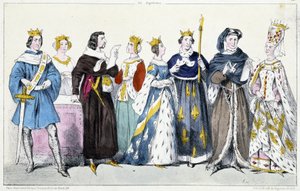 Philippe VI de Valois, Jeanne de Bourgogne, Jean II le Bon, Jeanne de Boulogne, Jeanne de Bourbon, Charles V le Sage, Charles VI, Isabeau (Isabelle, Élisabeth) de Bavière (1371-1435)