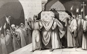 Philippe III (1245-85) le Hardi aide à porter le cercueil de son père, de 