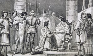 Philippe VI (1293-1350) de Valois rend hommage à Édouard III (1312-77) d