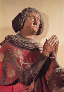 Philippe de Commynes (1447-1511) de son tombeau (pierre polychrome) - French School