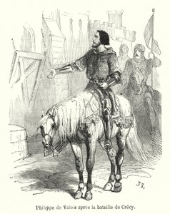 Philippe de Valois après la bataille de Crécy (gravure) - French School