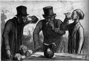 Physiologie du buveur : les quatre âges. Caricature par Honoré Daumier. Gravure dans « Le Monde Illustré » n°289 du 25 octobre - French School