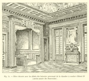 Pièce décorée avec les débris des boiseries provenant de la chambre à coucher d