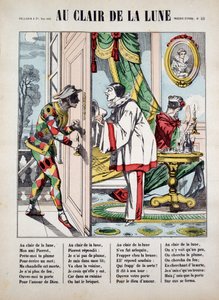 Pierrot, Arlequin et le voisin, ill. de la chanson "Au clair de la lune", image d