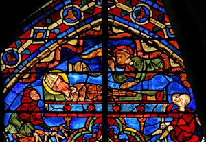 Pèlerins et un ange au tombeau de Thomas Becket
