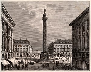 Place Vendôme à Paris au XIXe siècle - gravure dans "La France illustrée : géographie, histoire, administration statistique" par V.A. Malt-Brown. 1884 - French School