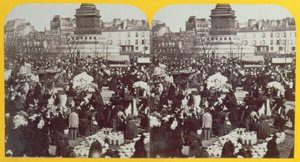 Place de la Bastille, la foire au jambon, Paris, vue stéréoscopique, vers 1860 - French School