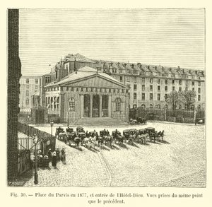 Place du Parvis en 1877, et entrée de l