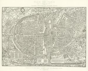 Plan de Paris, sous le Règne de Henri II par Olivier Truschet et Germain Hoyau