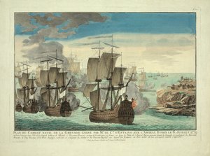 Plan du Combat Naval de la Grenade Gagné par M. le Cte. D