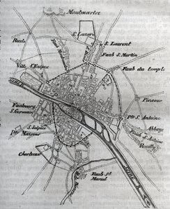 Plan de Paris sous Henri III (1580) - Gravure dans « Histoire physique, civile et morale de Paris : depuis les premiers temps historiques jusqu