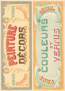 Planche 22 : Modèles de signalisation pour peintre de lettres Art Nouveau